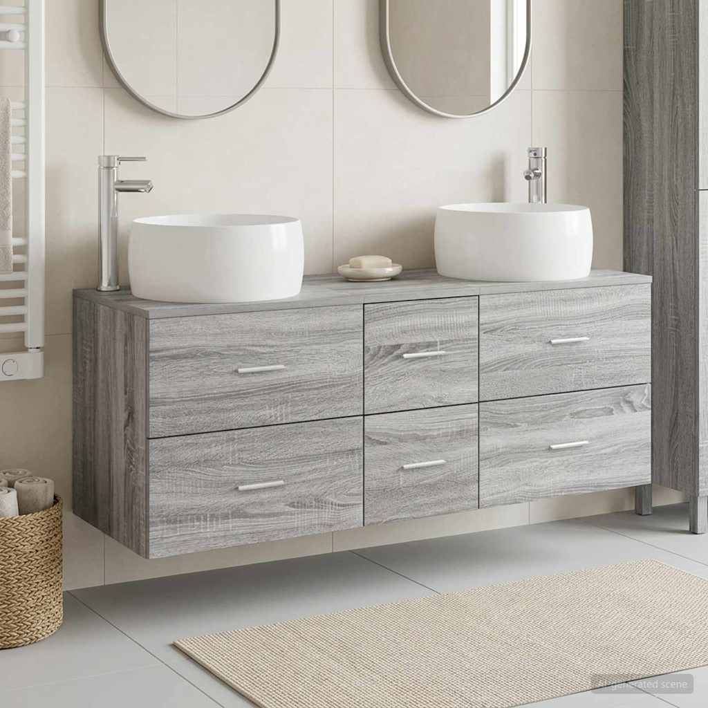 Badkamermeubelset 3 st Grijs Sonoma 49,5 x 44,5 x 66 cm is nu te koop bij PeponiXL, paradijselijk wonen!