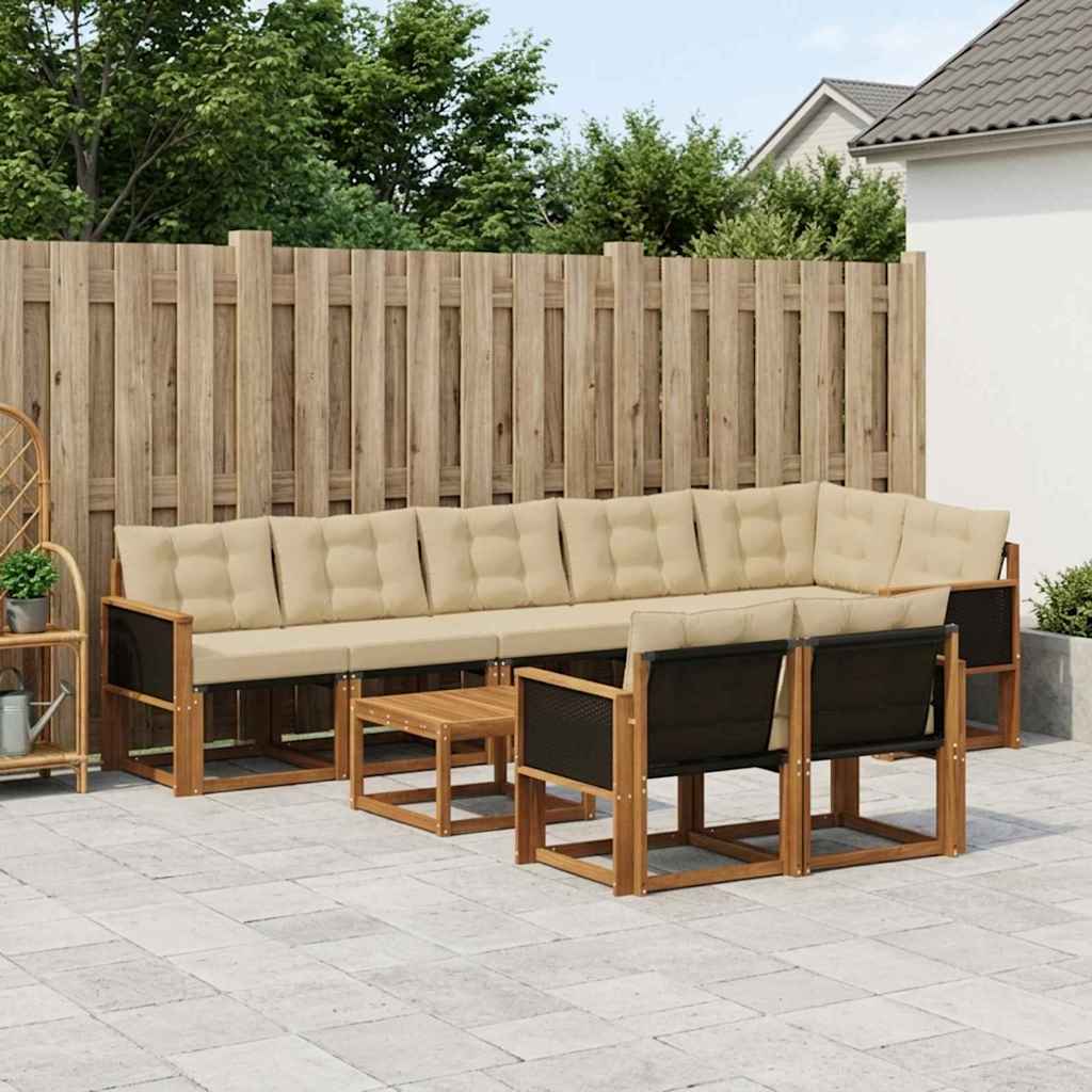 Buiten bankenset met kussen 9 pcs Natuurlijk en Beige is nu te koop bij PeponiXL, paradijselijk wonen!