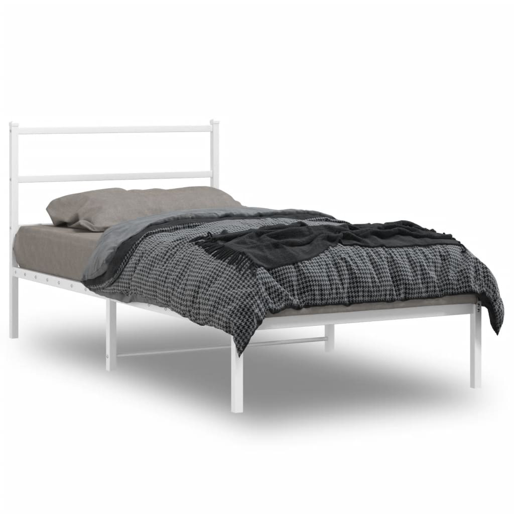 Bedframe met hoofdbord metaal wit 100x190 cm is nu te koop bij PeponiXL, paradijselijk wonen!