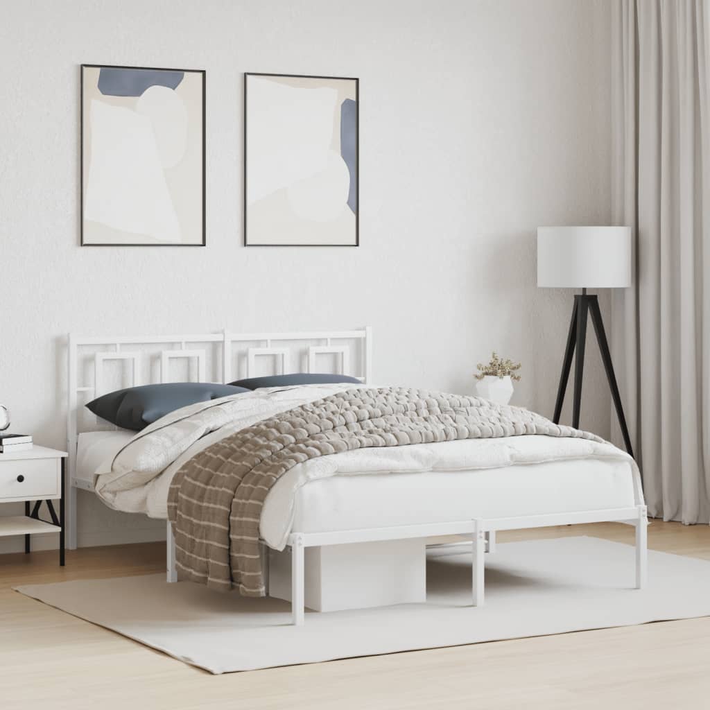 Bedframe met hoofdbord metaal wit 140x200 cm is nu te koop bij PeponiXL, paradijselijk wonen!