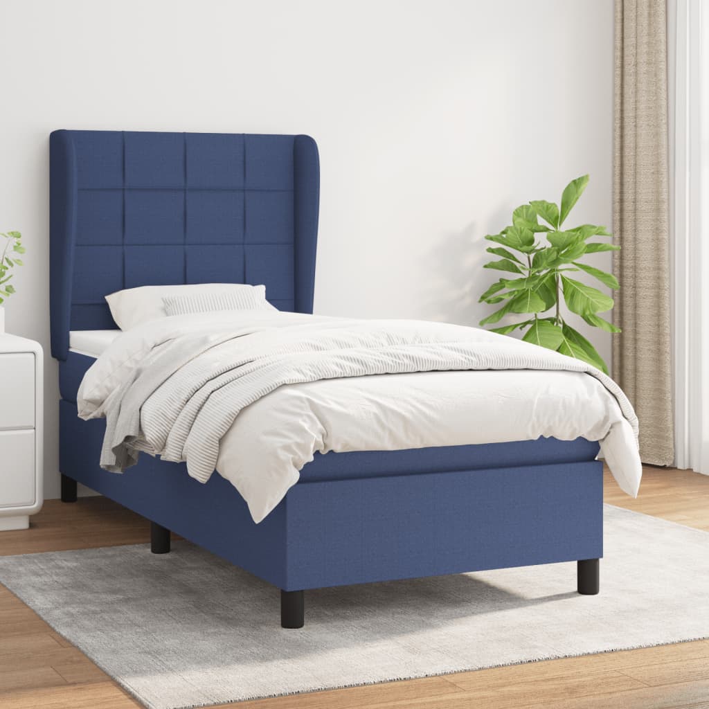 Boxspring met matras stof blauw 90x190 cm is nu te koop bij PeponiXL, paradijselijk wonen!