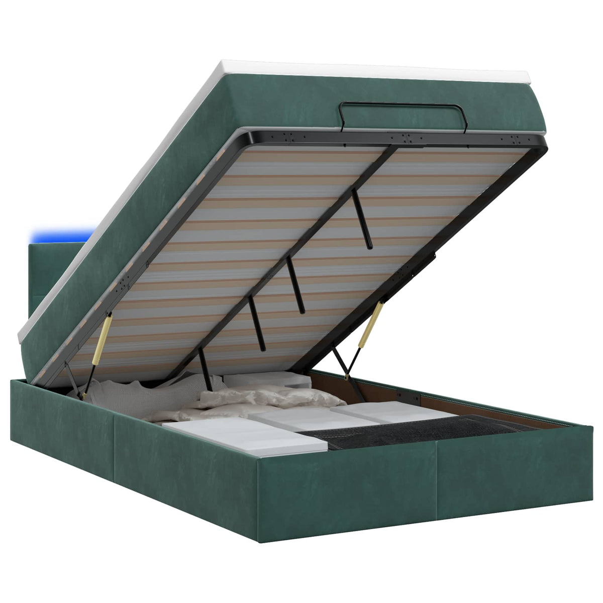 Ottoman Bed met Matrassen en LED Donkergroen 120 x 190 cm is nu te koop bij PeponiXL, paradijselijk wonen!