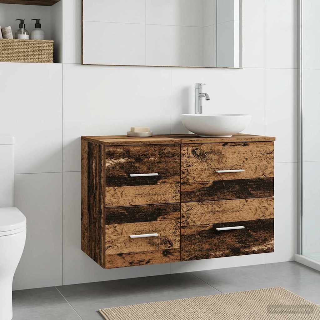 Badkamerkast Tussenin Oud hout 30 x 35 x 50 cm Bewerkt hout is nu te koop bij PeponiXL, paradijselijk wonen!