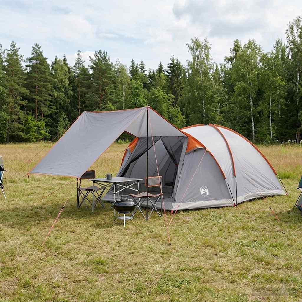 Huisje Tent Grijs en Oranje 6-persoons Polyester en staal is nu te koop bij PeponiXL, paradijselijk wonen!