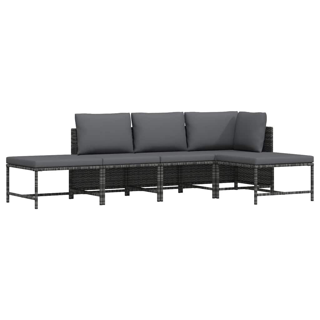 5-delige Loungeset met kussens poly rattan grijs is nu te koop bij PeponiXL, paradijselijk wonen!