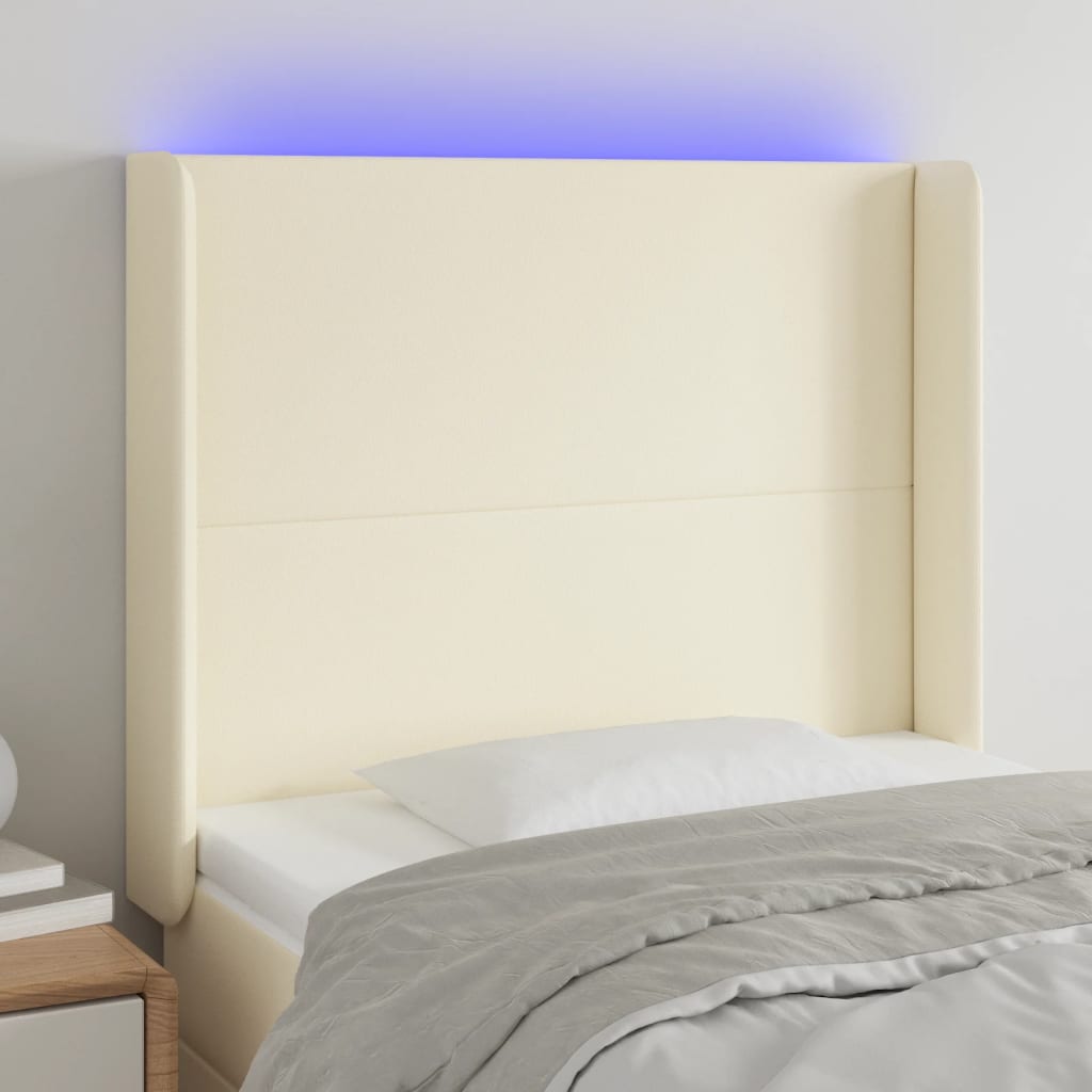 Hoofdbord LED 93x16x118/128 cm kunstleer crèmekleurig is nu te koop bij PeponiXL, paradijselijk wonen!