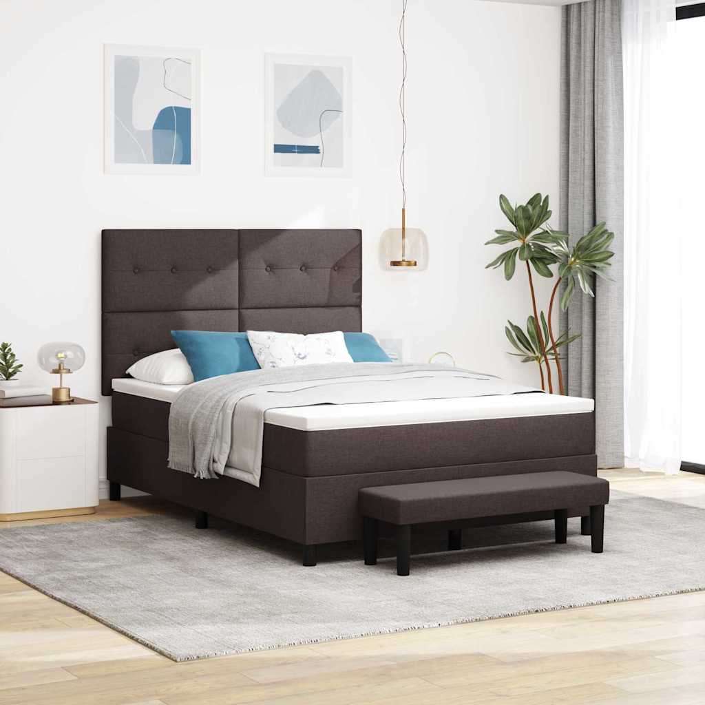 Boxspringbed met hoofdeinde Donkerbruin 140 x 200 cm Stof is nu te koop bij PeponiXL, paradijselijk wonen!