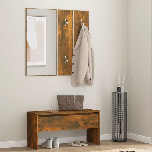 Garderobe set bewerkt hout gerookt eikenkleurig is nu te koop bij PeponiXL, paradijselijk wonen!