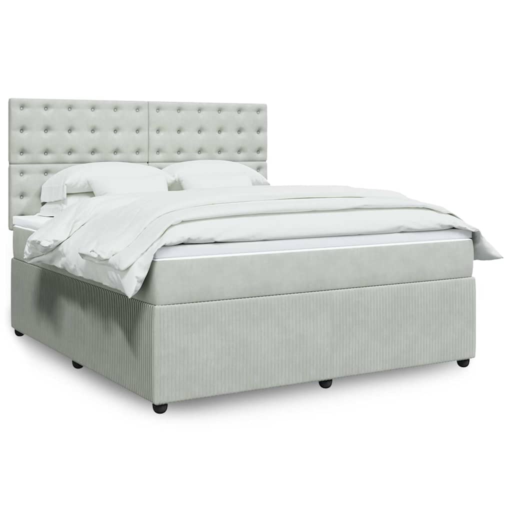 Boxspring met matras fluweel lichtgrijs 180x200 cm is nu te koop bij PeponiXL, paradijselijk wonen!