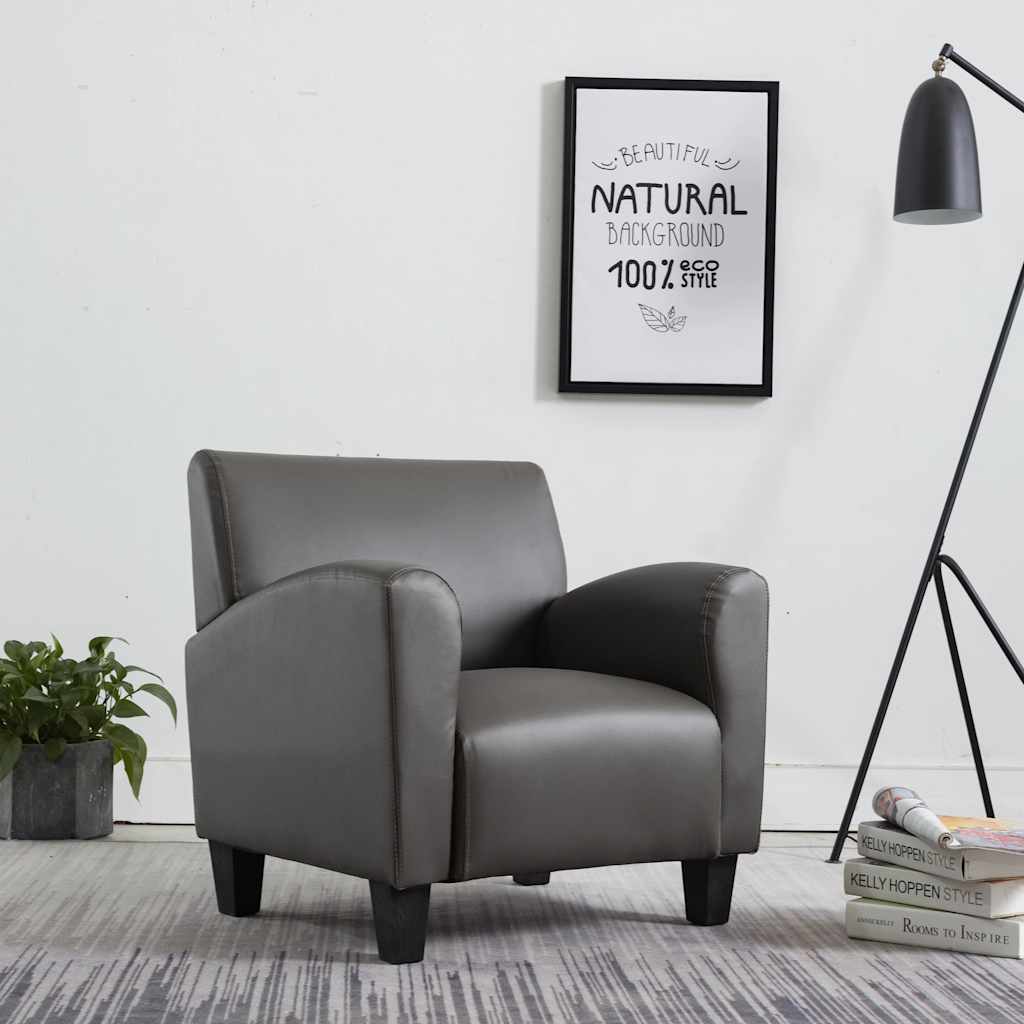 Fauteuil kunstleer grijs is nu te koop bij PeponiXL, paradijselijk wonen!