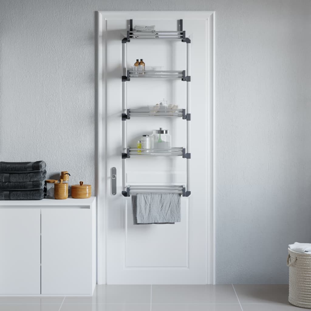 Deurorganizer met 5 schappen 52x20x135 cm aluminium is nu te koop bij PeponiXL, paradijselijk wonen!