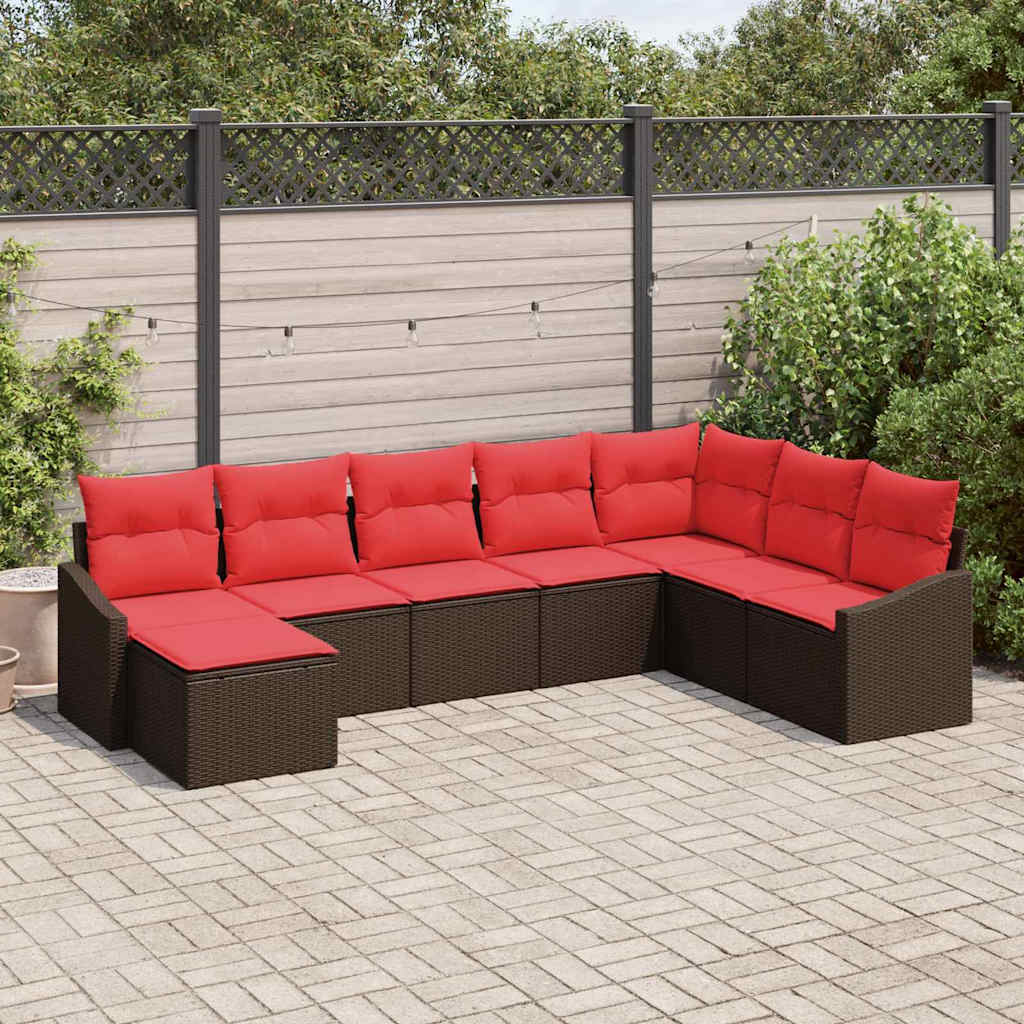Bankstel 8 st Bruin poly rattan is nu te koop bij PeponiXL, paradijselijk wonen!