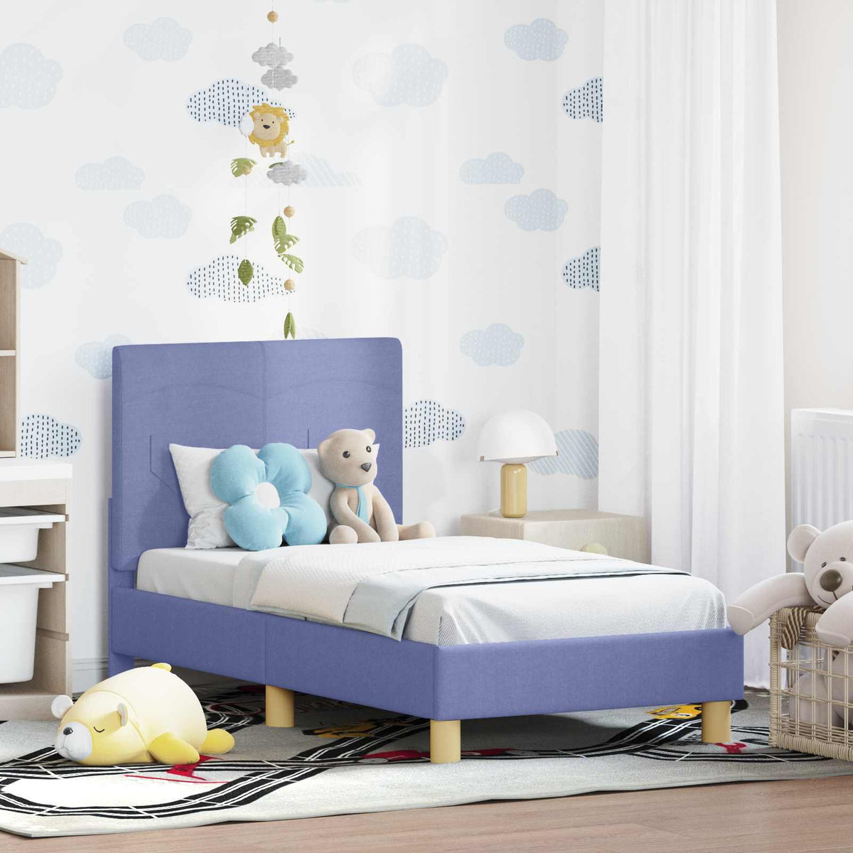Peuterbedframe met hoofdbord Jeans Blauw 70 x 140 cm Stof is nu te koop bij PeponiXL, paradijselijk wonen!