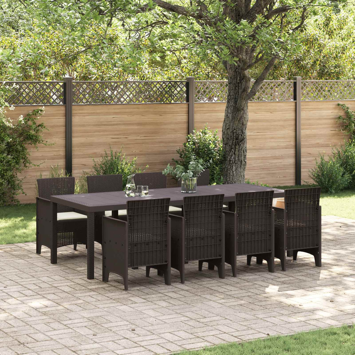 Tuin Eetset 9 pcs Bruin Polypropyleen is nu te koop bij PeponiXL, paradijselijk wonen!