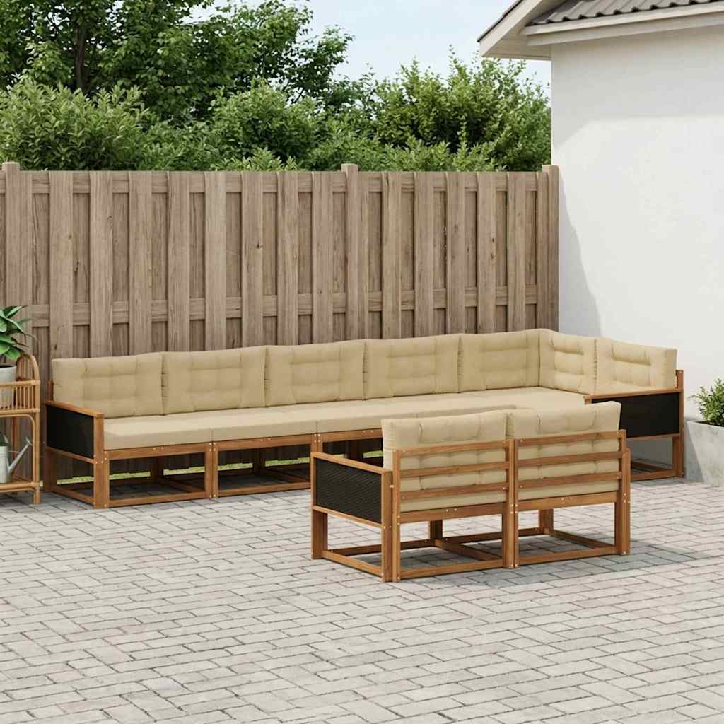 Buiten bankenset met kussen 8 pcs Natuurlijk en Beige is nu te koop bij PeponiXL, paradijselijk wonen!