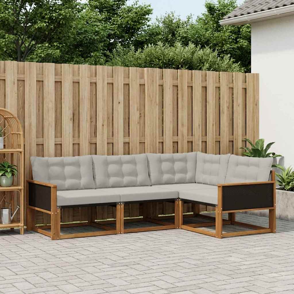Buiten bankenset met kussen 4 pcs Naturel en lichtgrijs is nu te koop bij PeponiXL, paradijselijk wonen!