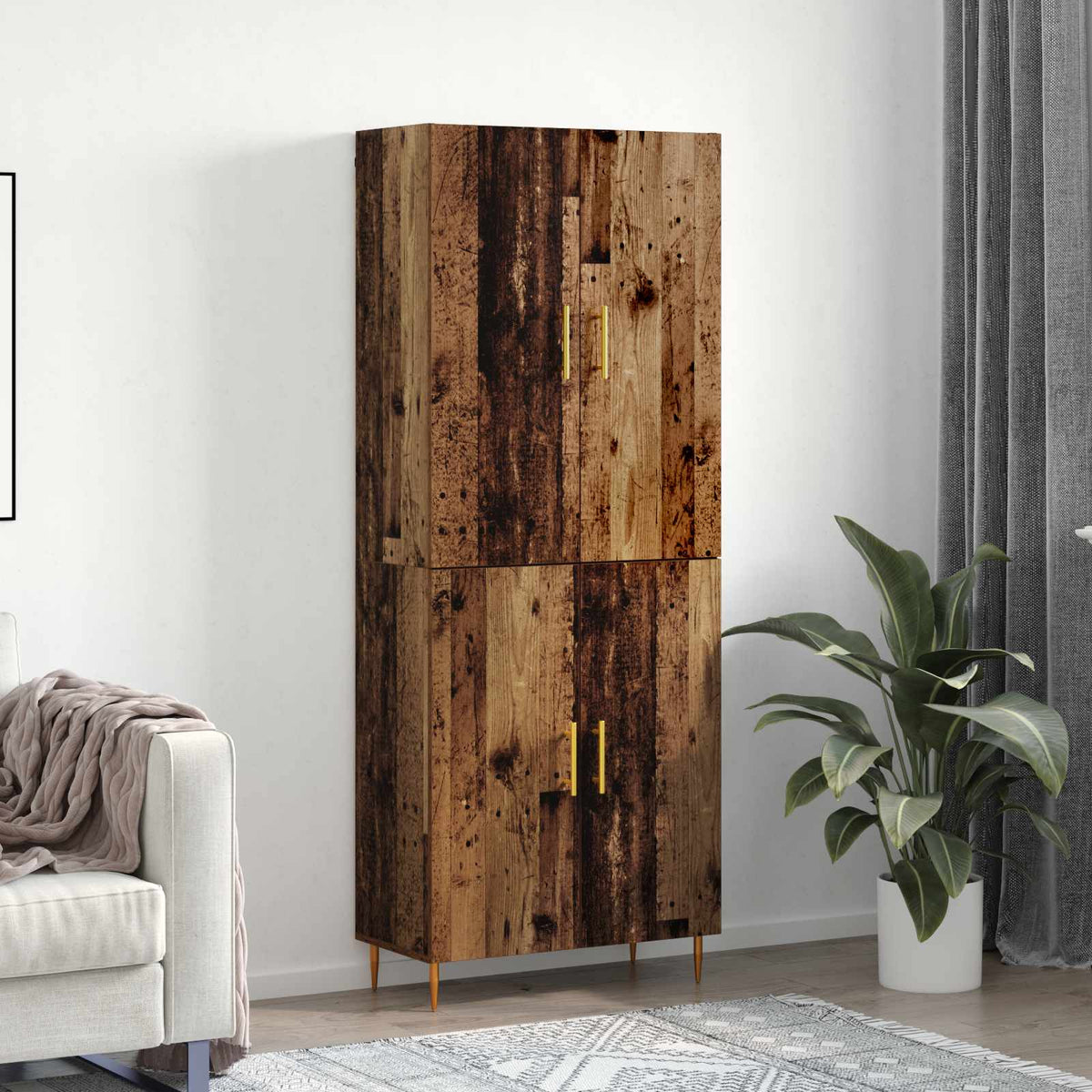 Highboard Oud hout 69,5 x 34 x 180 cm Bewerkt hout is nu te koop bij PeponiXL, paradijselijk wonen!