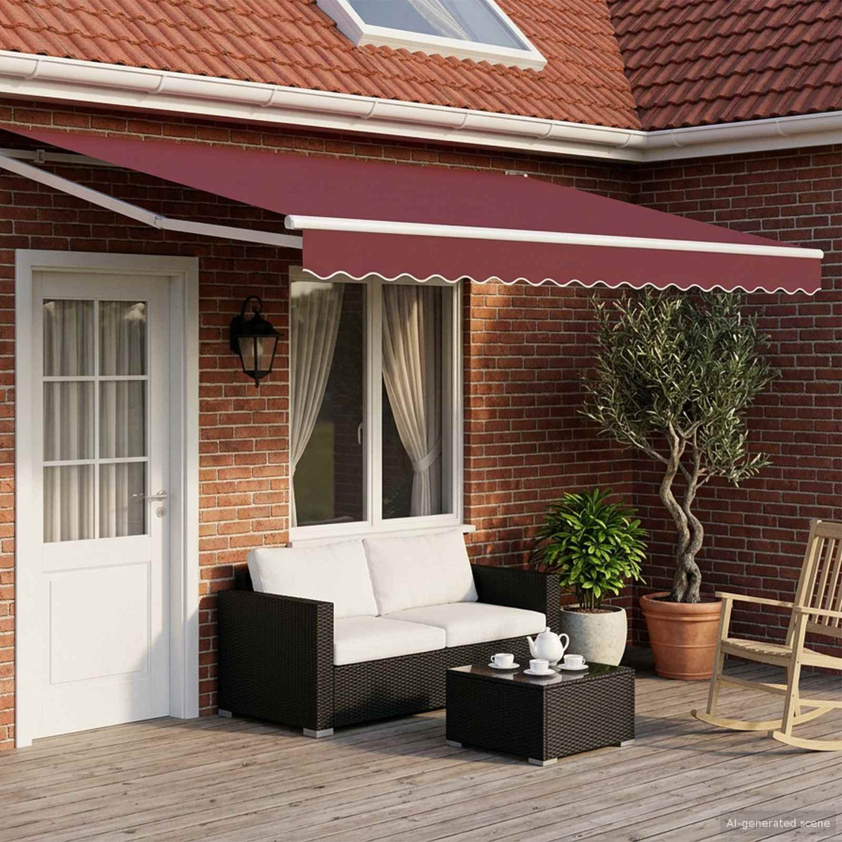 Handbediende luifel met LED's Bordeauxrood en Wit 4 x 2 m is nu te koop bij PeponiXL, paradijselijk wonen!
