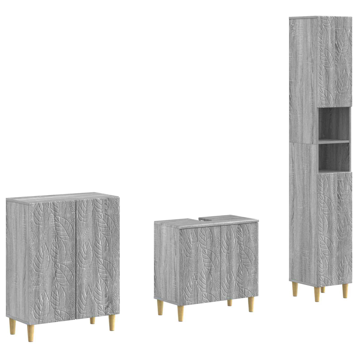 3-delige badkamerkast set DELFT Grijs Sonoma Bewerkt hout is nu te koop bij PeponiXL, paradijselijk wonen!