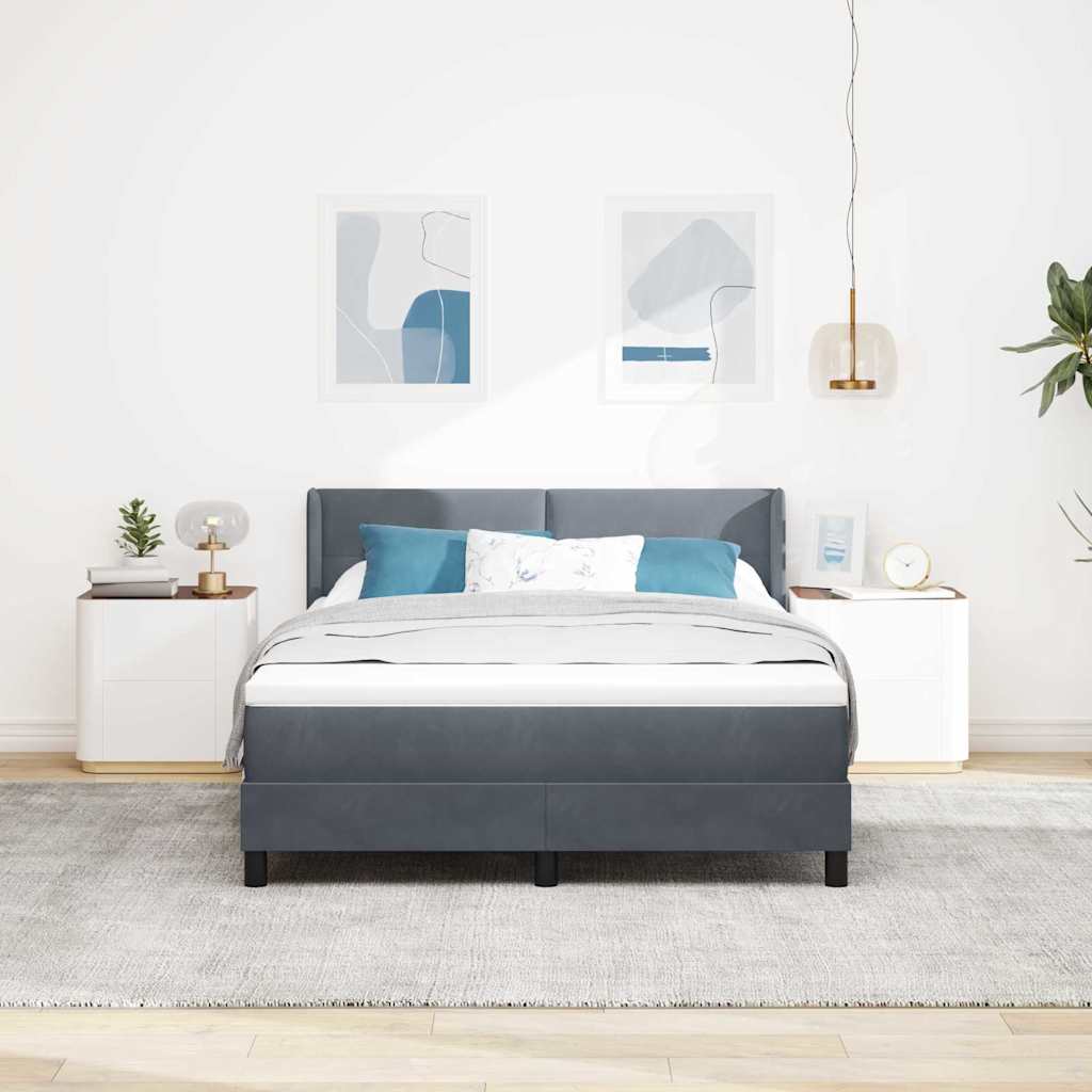 Boxspringbed met hoofdeinde Donkergrijs 200 x 160 cm Fluweel is nu te koop bij PeponiXL, paradijselijk wonen!
