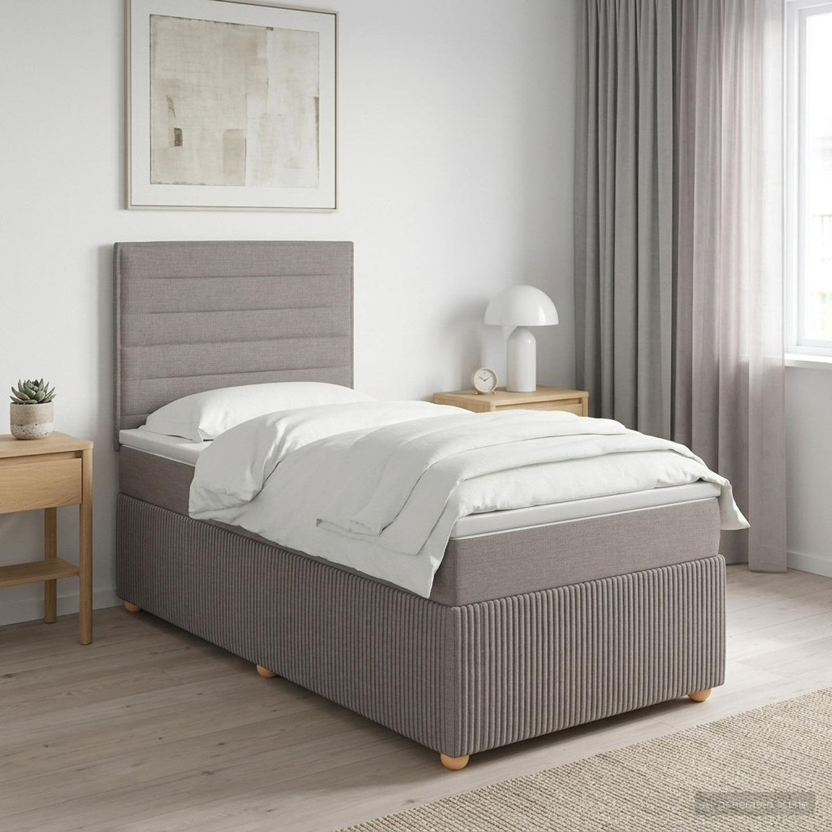 Boxspringbed met matras met hoofdeinde Taupe 80 x 200 cm Stof is nu te koop bij PeponiXL, paradijselijk wonen!