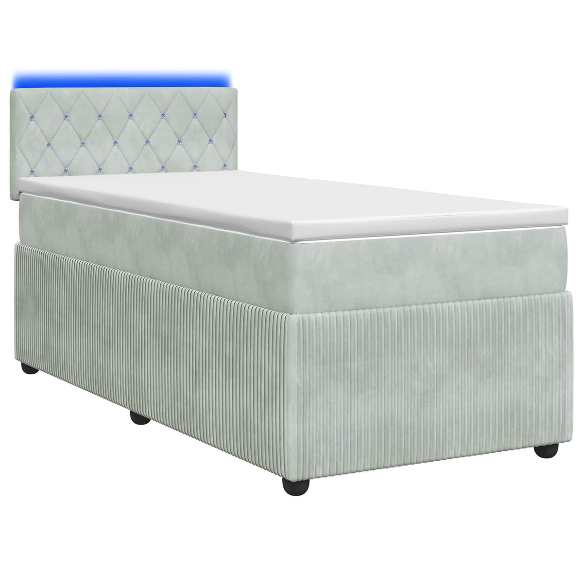 Boxspringbed met matras Lichtgrijs 90 x 200 cm Fluweel is nu te koop bij PeponiXL, paradijselijk wonen!
