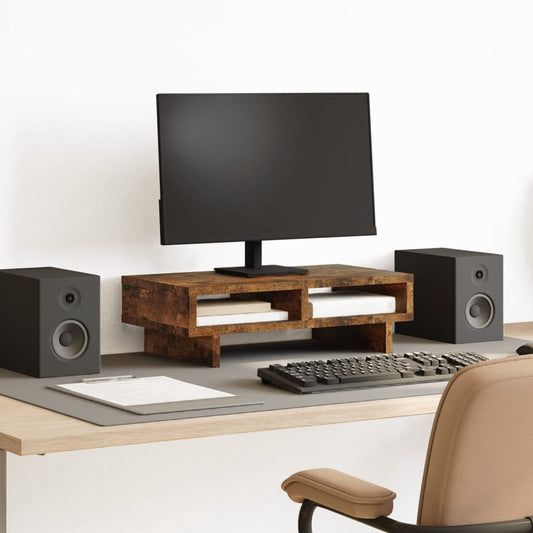 Monitorstandaard 50x27x15 cm bewerkt hout gerookt eikenkleurig is nu te koop bij PeponiXL, paradijselijk wonen!