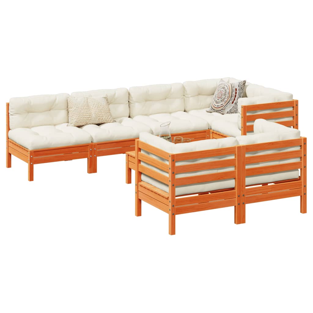 8-delige Loungeset met kussens massief grenenhout wasbruin is nu te koop bij PeponiXL, paradijselijk wonen!