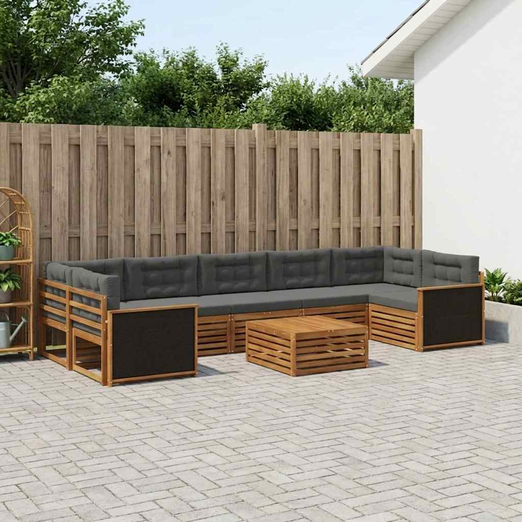 Buiten bankenset 8 pcs Natuurlijk en Antraciet is nu te koop bij PeponiXL, paradijselijk wonen!