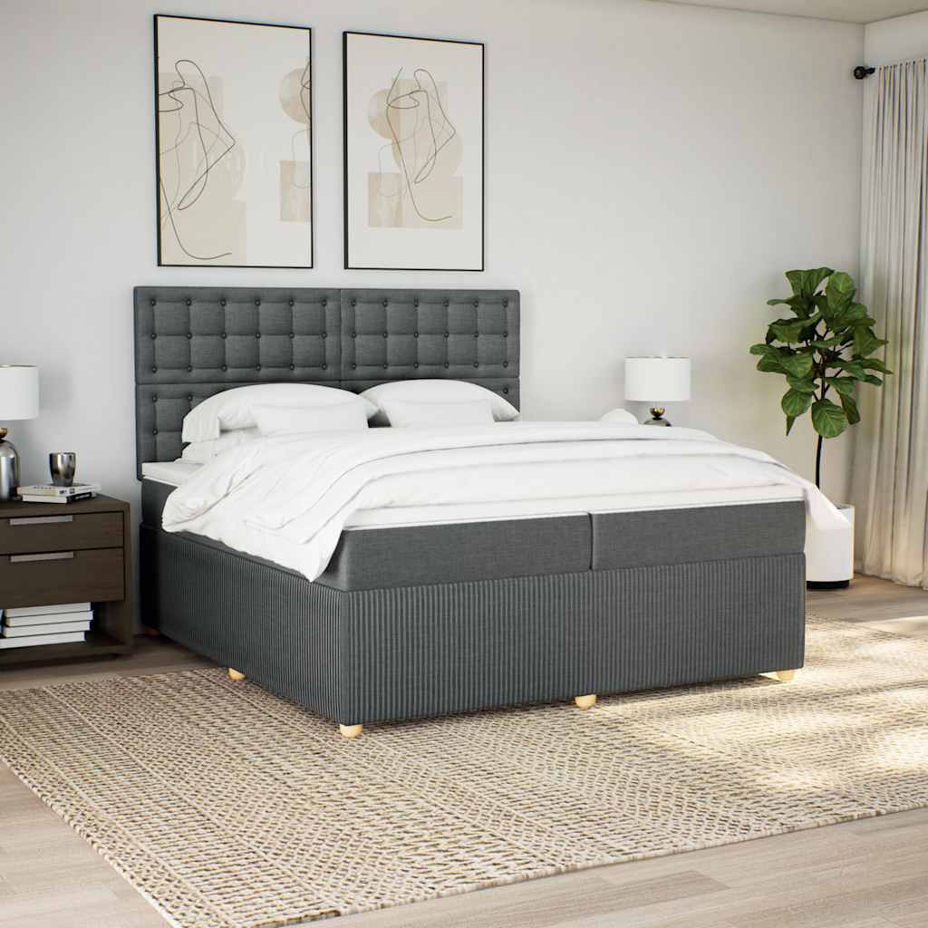 Boxspring met matras stof donkergrijs 200x200 cm is nu te koop bij PeponiXL, paradijselijk wonen!