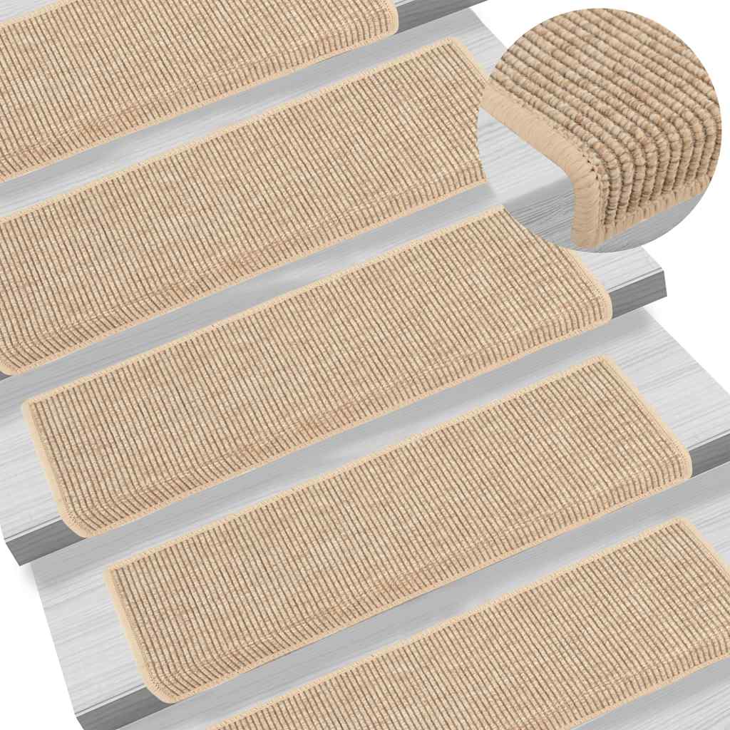 Trapmatten 15 st 65x21x4 cm lichtbeige met rechthoekige rand is nu te koop bij PeponiXL, paradijselijk wonen!