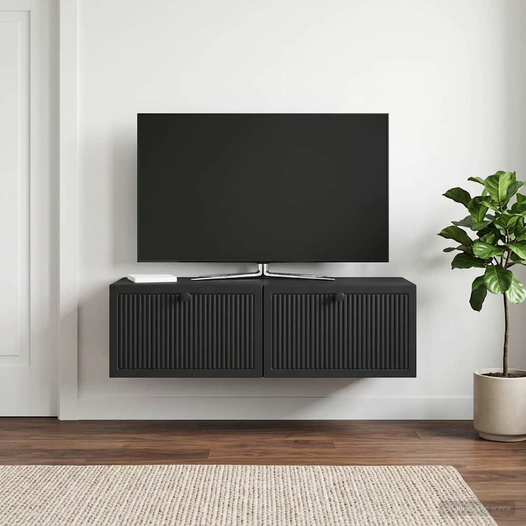 Wandbeugel TV-kast Zwart 98 x 41 x 30 cm Bewerkt hout is nu te koop bij PeponiXL, paradijselijk wonen!