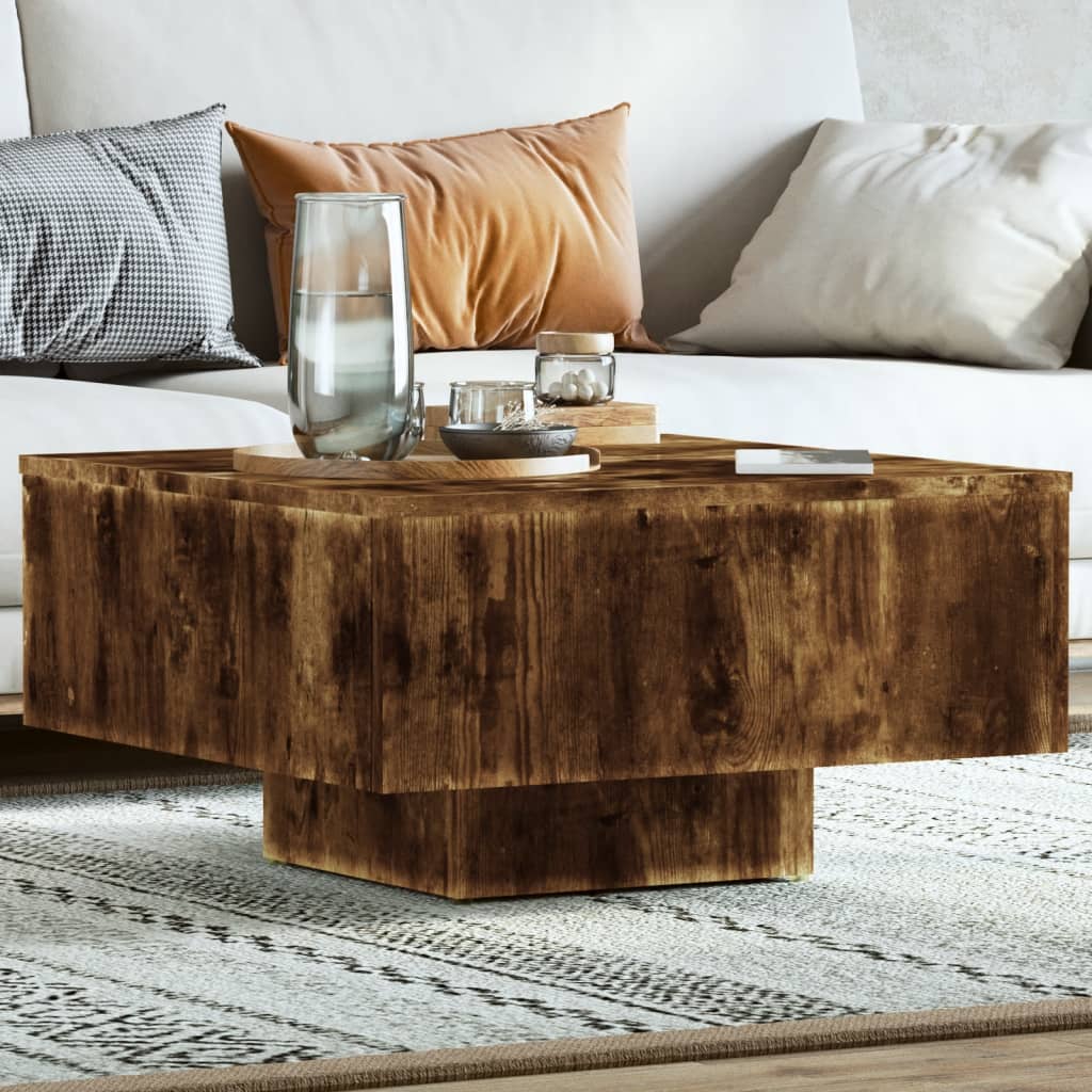 Salontafel 60x60x31,5 cm bewerkt hout gerookt eikenkleurig is nu te koop bij PeponiXL, paradijselijk wonen!