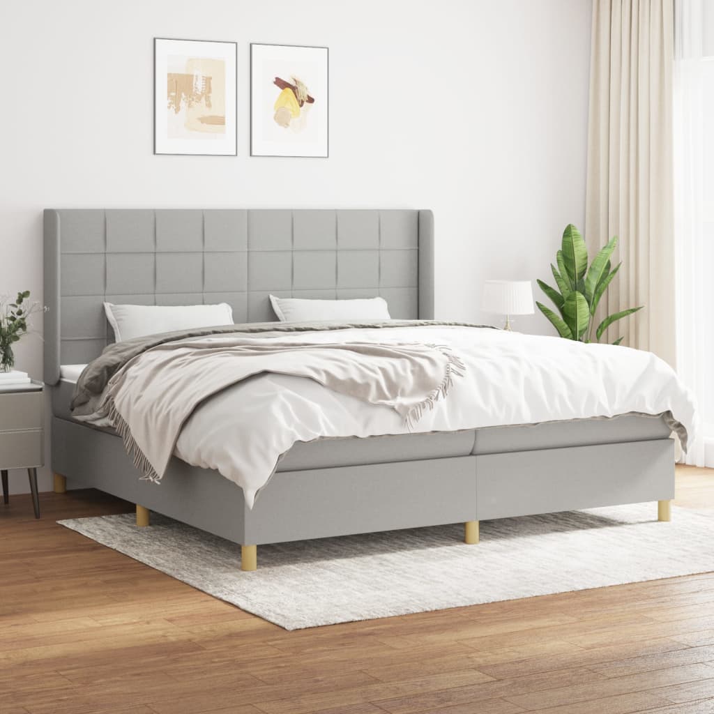 Boxspring met matras stof lichtgrijs 200x200 cm is nu te koop bij PeponiXL, paradijselijk wonen!
