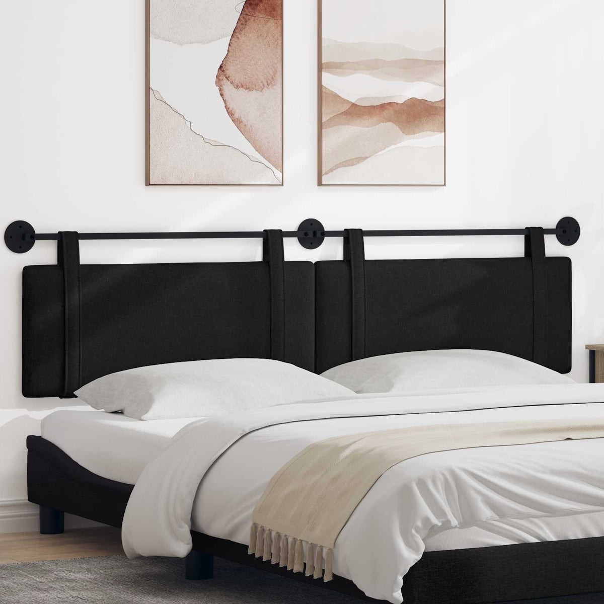 Hangend hoofdbord Zwart Stof is nu te koop bij PeponiXL, paradijselijk wonen!