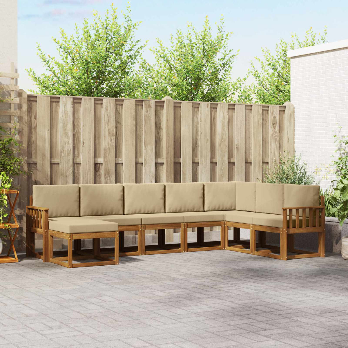 Buiten bankenset met kussen 8 pcs Natuurlijk en Beige is nu te koop bij PeponiXL, paradijselijk wonen!