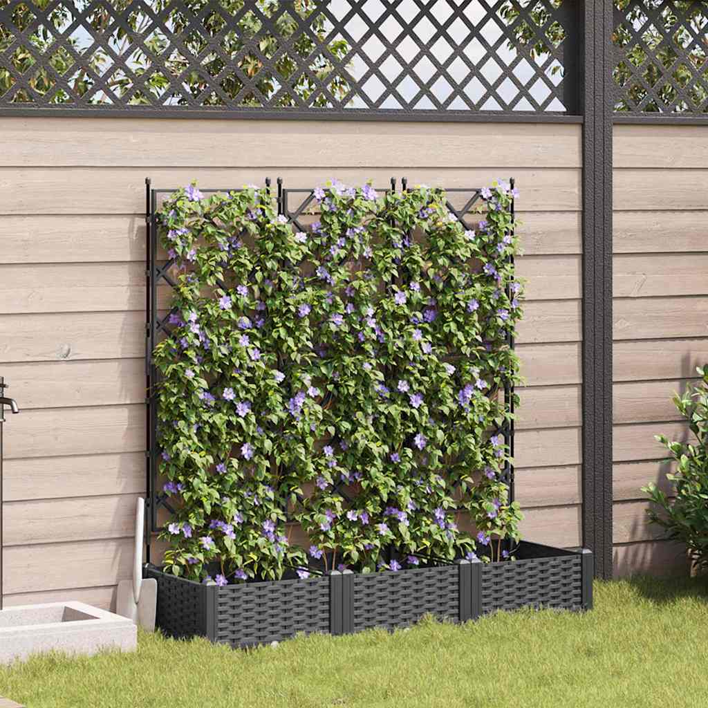 Tuin Bloempot 3 pcs Zwart 120 x 40 x 125,5 cm Kunststof is nu te koop bij PeponiXL, paradijselijk wonen!