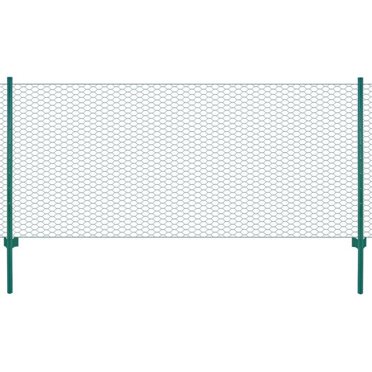 Draadgaashek met palen 25x0,5 m staal groen is nu te koop bij PeponiXL, paradijselijk wonen!