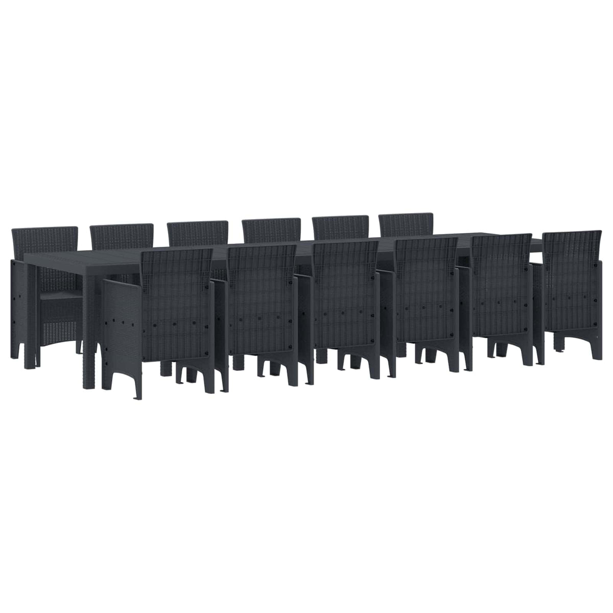 Tuin Eetset 13 pcs Antraciet Polt riet is nu te koop bij PeponiXL, paradijselijk wonen!