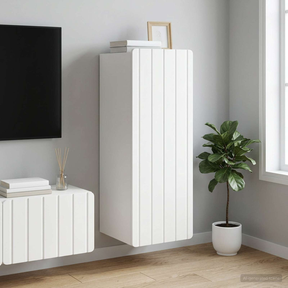 Wandkast Wit 33 x 34,5 x 94 cm Bewerkt hout is nu te koop bij PeponiXL, paradijselijk wonen!