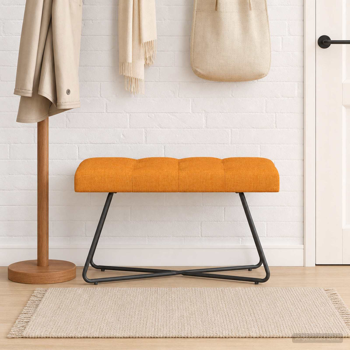 Bank met knoopverstelling Donkergeel 80 x 40 x 46 cm Stof is nu te koop bij PeponiXL, paradijselijk wonen!