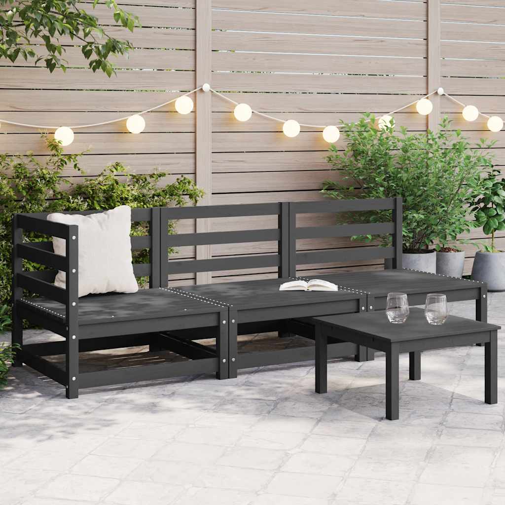 3-delige Loungeset massief grenenhout grijs is nu te koop bij PeponiXL, paradijselijk wonen!