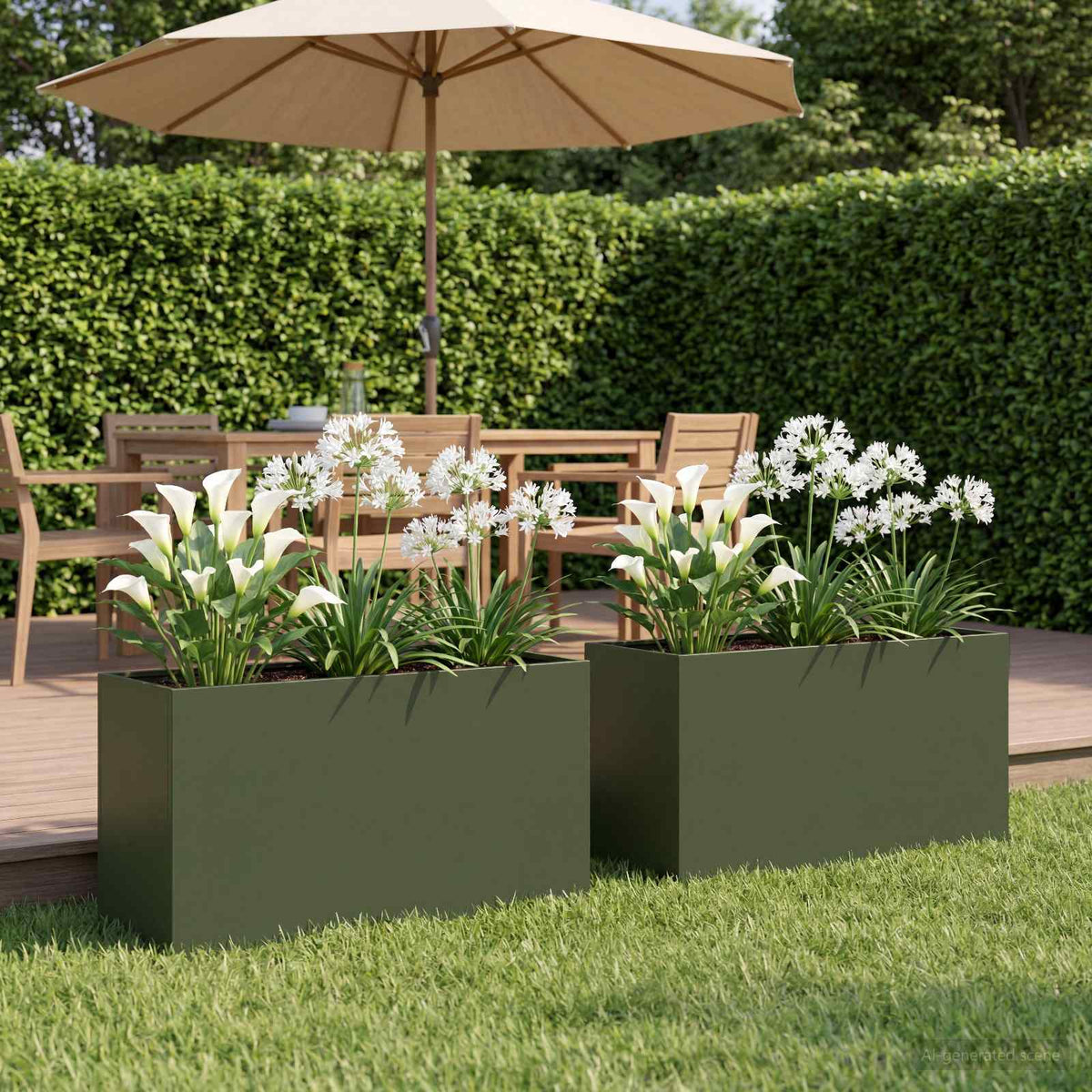 Plantenbak 2 st Olijfgroen 80 x 30 x 50 cm Koudgewalst staal is nu te koop bij PeponiXL, paradijselijk wonen!
