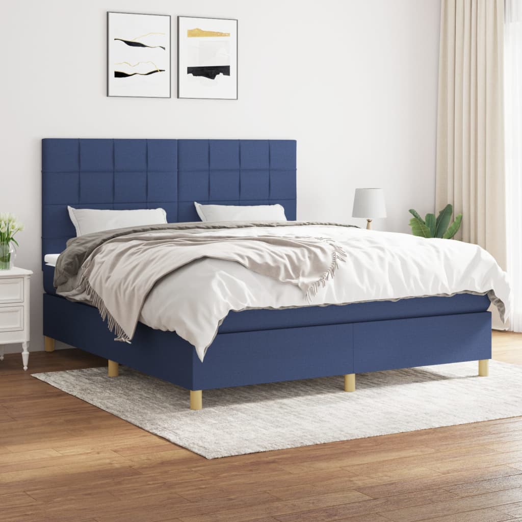 Boxspring met matras stof blauw 180x200 cm is nu te koop bij PeponiXL, paradijselijk wonen!
