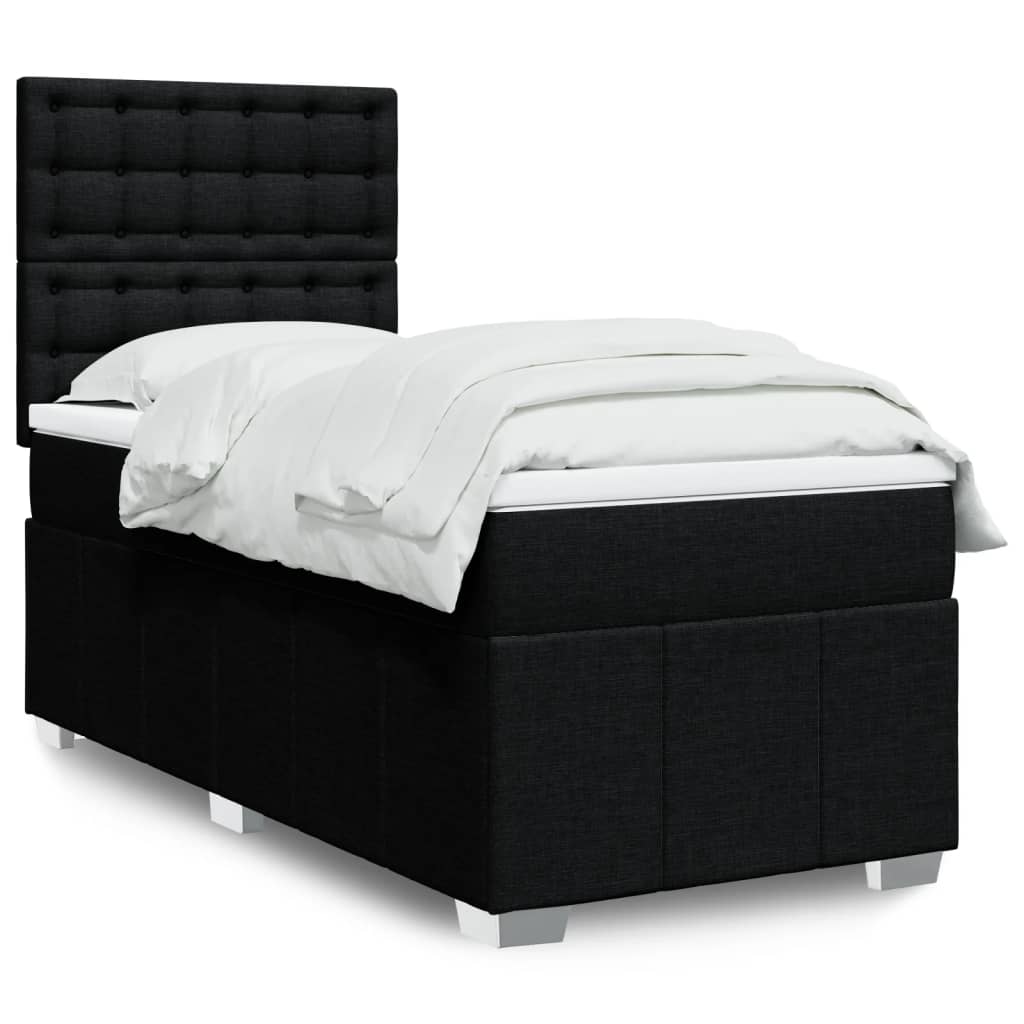 Boxspring met matras stof zwart 90x200 cm is nu te koop bij PeponiXL, paradijselijk wonen!