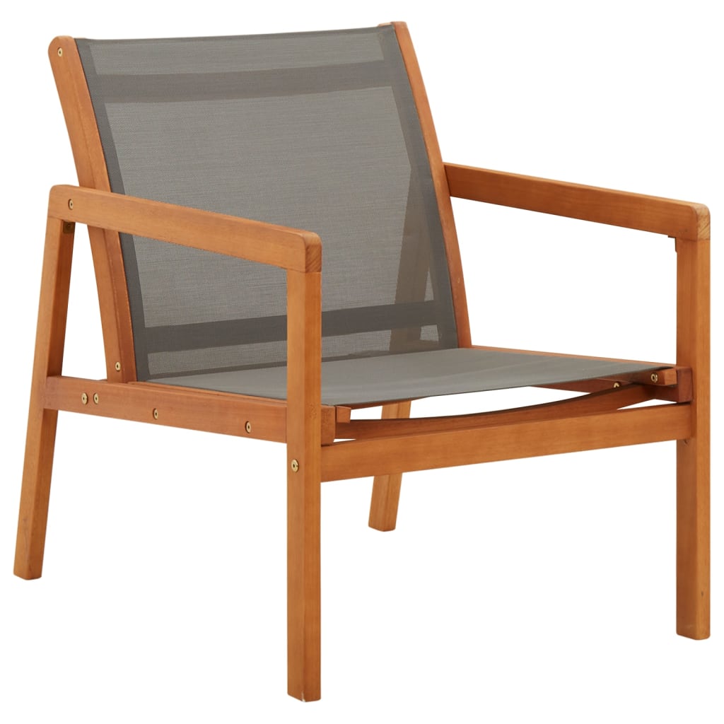 Loungestoel massief eucalyptushout en textileen grijs is nu te koop bij PeponiXL, paradijselijk wonen!