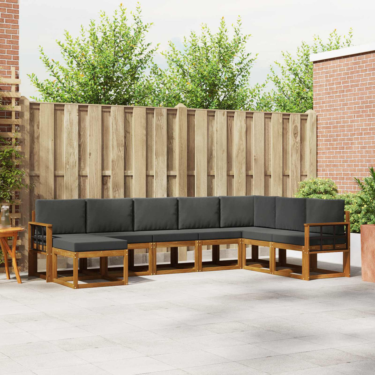 Buiten bankenset met kussen 8 pcs Natuurlijk en Antraciet is nu te koop bij PeponiXL, paradijselijk wonen!