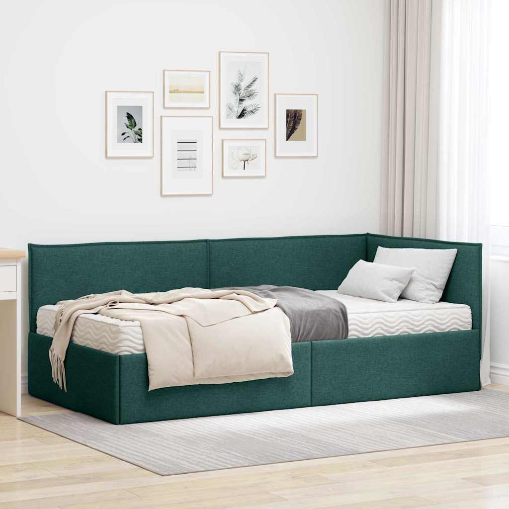 Hoekbedframe met Matras met hoofdeinde 2 pcs Groen Fluweel is nu te koop bij PeponiXL, paradijselijk wonen!