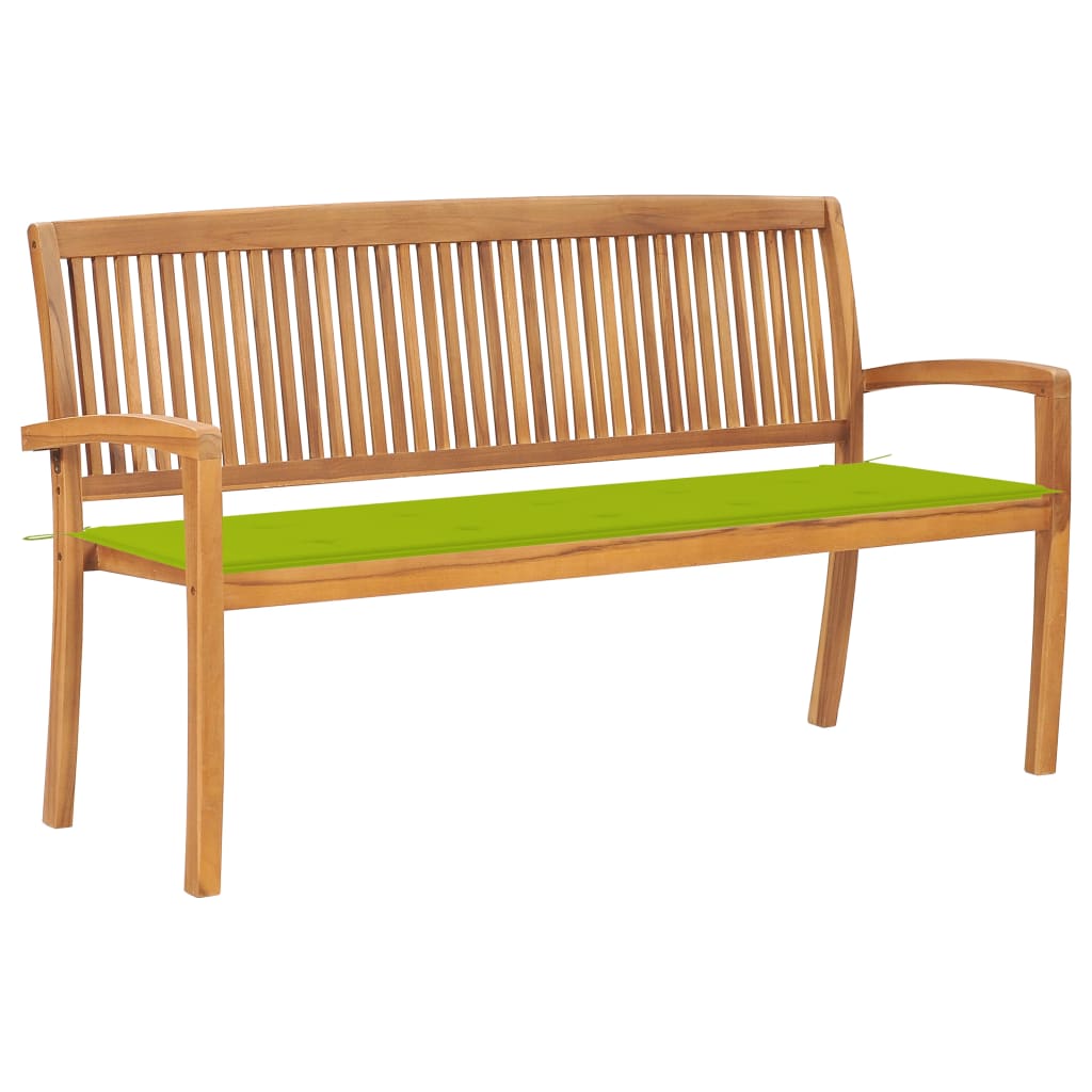 Tuinbank stapelbaar met kussen 159 cm massief teakhout is nu te koop bij PeponiXL, paradijselijk wonen!