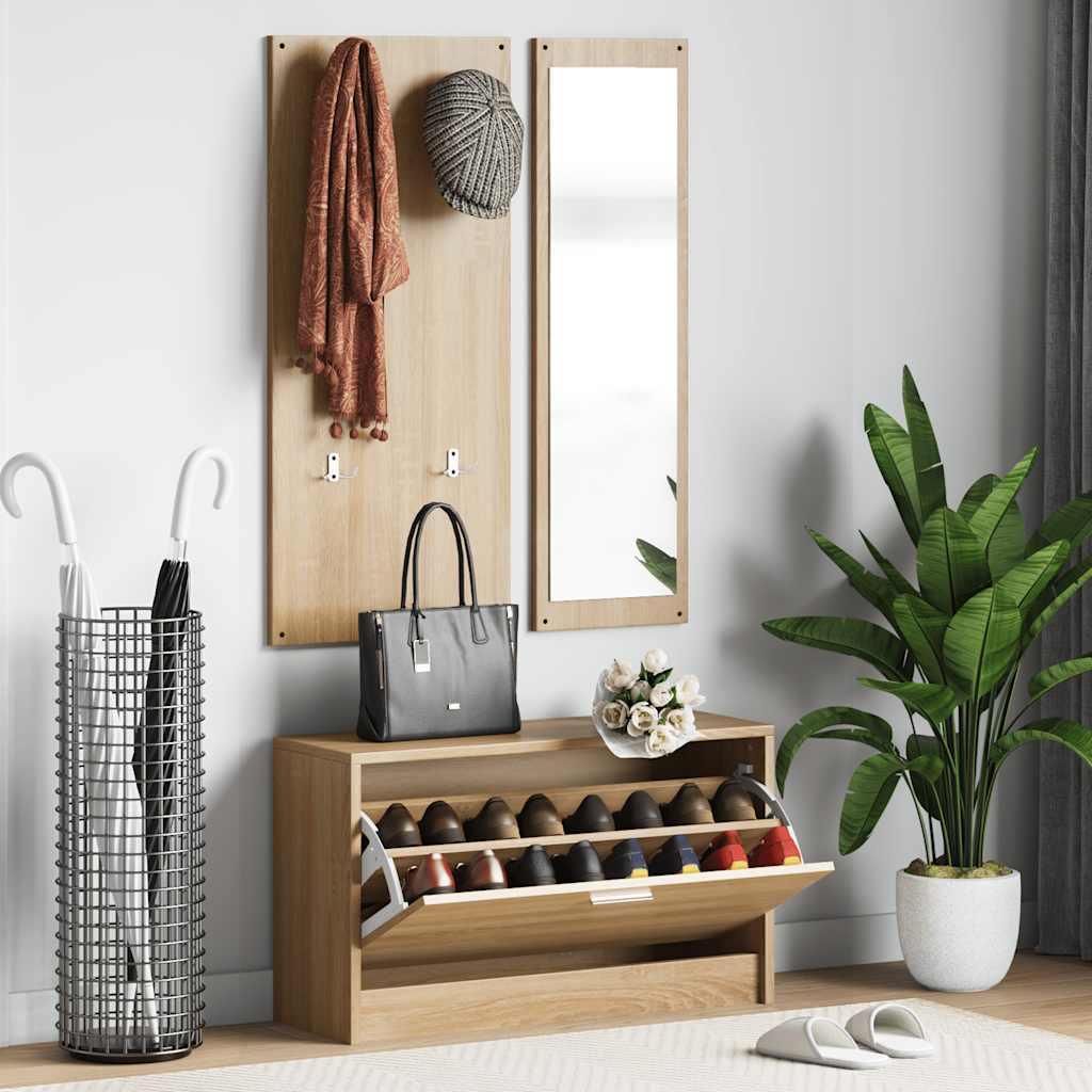 3-in-1 schoenenkastset Sonoma eiken bewerkt hout is nu te koop bij PeponiXL, paradijselijk wonen!